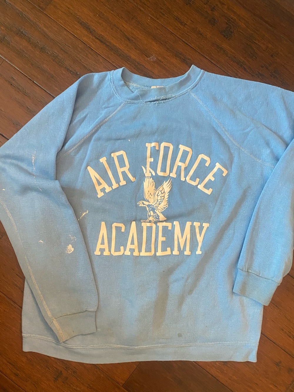 Champion Light Blue Crewneck Sweatshirt with White Tag Detail